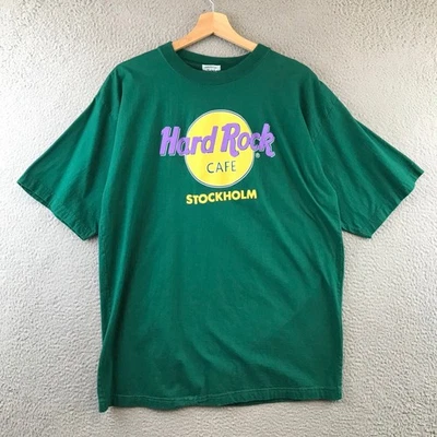 Camiseta Vintage Hard Rock Café Stockholm Verde Para Hombre XL Manga Corta Foto 1 de 4