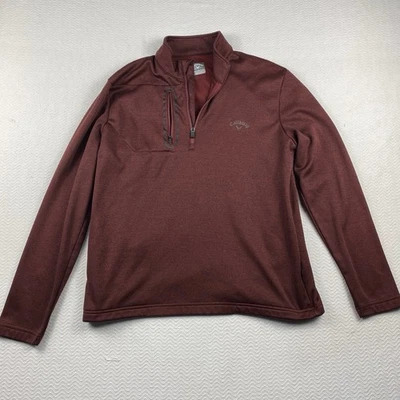 Pullover de golf Callaway para hombre granate con cremallera de cuarto manga larga talla mediana Foto 1 de 4