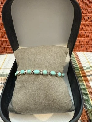 Hermosa Pulsera Turquesa Plata de Ley 925 Longitud 7 Foto 1 de 4