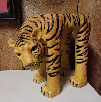 Vintage TIGER Plant Stand Stool Resin Table 11” Awesome Jungle Vibe By Jaimy - Image 1 of 4