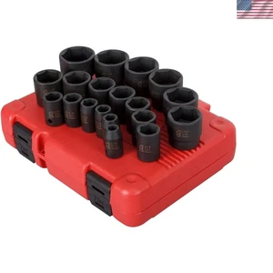 Heavy Duty 1/2" Drive Socket Set, SAE, 19pc - Foto 1 di 3