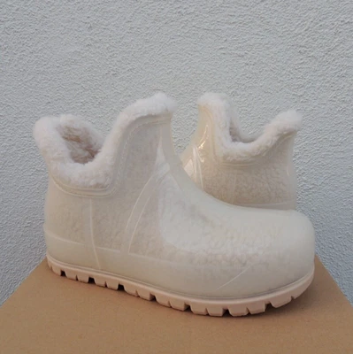 UGG RAINCLOUD CLEAR WATERPROOF RUBBER WOOL LINED RAIN BOOTS,  US 8/ EUR 39 ~NIB - Image 1 of 4
