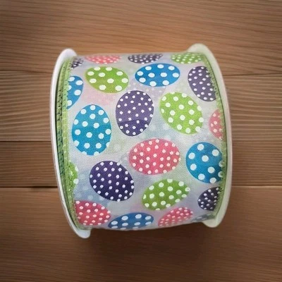 New Easter Themed Sheer Ribbon in Pastel Colors with Eggs - Image 1 of 4