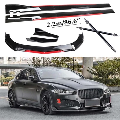 Front Bumper Lip Splitter Spoiler Gloss Black Red FOR JAGUAR XF 2009-22 Body Kit Foto 1 de 4