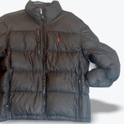 Polo by Ralph Lauren XL 黑色羽绒夹克冬季外套 RL250 红色小马 — 第 1/4 张图片