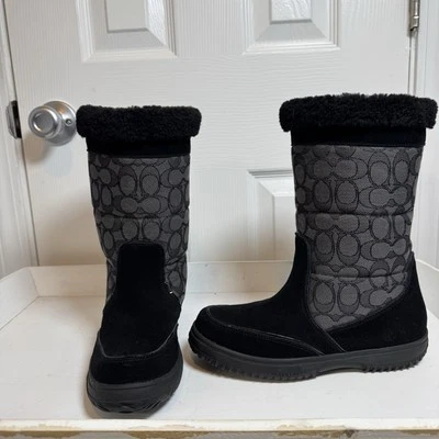BOTAS COACH Mujer NEGRO FIRMA SHERMAN Sig MID 6.5 B Negro Gris Piel Nieve Foto 1 de 4