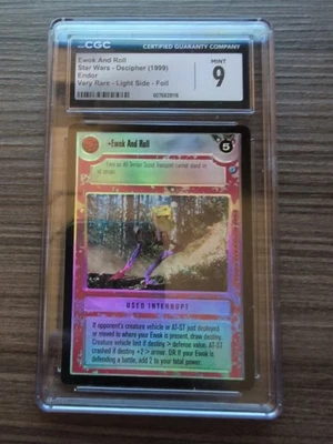 FOIL *Ewok And Roll* CGC 9 Mint Star Wars CCG Endor w/Stand - Image 1 of 2