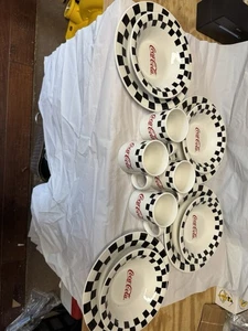 Vintage 1996 Gibson Coca Cola Dishes (4 Each: Plates, Bowls, Mugs) - Set of 12 - Picture 1 of 4