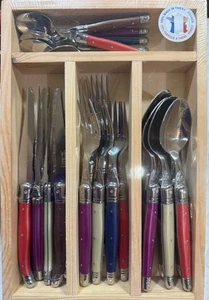 Jean Dubost Laguiole 24Piece Everyday Flatware Set Harvest Handle Rust Resistant - Picture 1 of 3