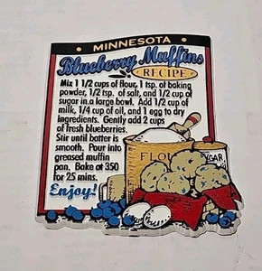 Vintage Minnesota Blueberry Muffins Recipe Magnet Baking Rubber Souvenir MN - Picture 1 of 2