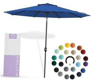 Sunbrella Umbrella 9 Feet Outdoor Umbrella With Dark Blue Acrylic Fabric - - Picture 1 of 7