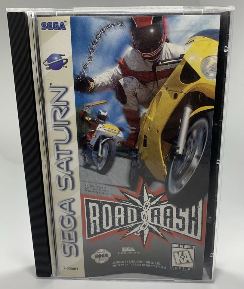 Road Rash (Sega Saturn, 1996) Complete w/ Long Box, Instruction Manual CIB HTF - Image 1 of 4