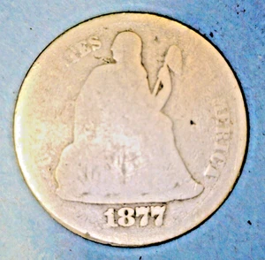 U.S.A( 1 ) COIN  SEATED LIBERTY  DIME  1877   GOOD   0.9000 SILVER - Picture 1 of 2