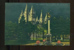SALT LAKE CITY UTAH Mormon Temple Illuminated Postcard - Picture 1 of 1