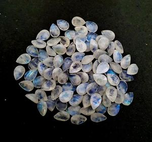 Lote de piedras preciosas sueltas facetadas pera arco iris natural de piedra lunar de 35 piezas 60 quilates 7x10 mm - Imagen 1 de 4