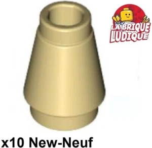 Lego 10X Cono 1X1 Con Scanalatura Superiore Beige/Tan 4589B NUOVO - Imagen 1 de 1