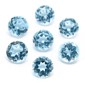 PIEDRA PRECIOSA SUELTA FACETADA CORTE REDONDO TOPACIO AZUL CIELO NATURAL DE 3 MM A 10 MM PARA JOYERÍA - Imagen 1 de 3