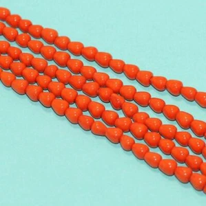 5 Strings 7x6mm Plain Drop Glass Beads Orange - Picture 1 of 8