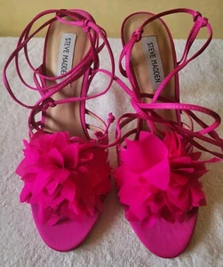 Women's Steve Madden Jolisa Fuchsia Lace Up Tie Heel Sandals Size 9 (NWOB) - Picture 1 of 4