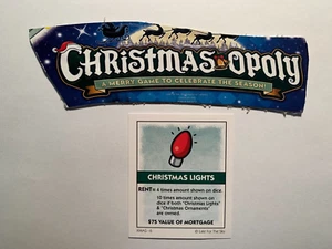 Monopoly Christmas CHRISTMAS LIGHTS Title Deed Card GAME REPLACEMENT PIECE - Picture 1 of 3