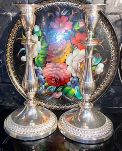 Vintage pair of candlesticks silver plated 11’’ 28 cm - Picture 1 of 5