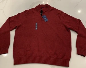Izod Herren Pullover Pulli Meliert Burg. Mock Neck 1/4 Knopf L/S Gr. XXL Neu mit Etikett - Bild 1 von 10