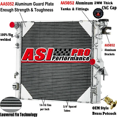 ASI 3 Row Aluminum Radiator For 2007-2018 Jeep Wrangler JK 3.6L 3.8L V6 - Изображение 1 из 4