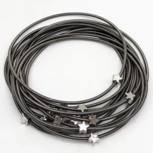 NEW STACK OF HEMATITE SILVER STAR STUDDED PIANO WIRE 12 STRAND BRACELET SET - Picture 1 of 5