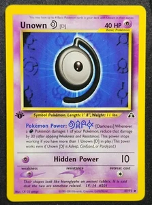 2001 Neo Discovery Unown(D) 47/75 1st Edition Wotc Vintage Pokemon Card - Picture 1 of 2