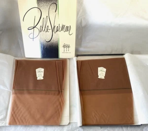 VTG 2 PRS 60s..BELLE-SHARMEER..20 DENIER..FLUTED TOP..SAHARA..STOCKINGS 10.5 32" - Picture 1 of 4