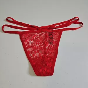 NWOT Women’s VICTORIA’S SECRET Red Lace Thong G-String Panties Size L Large - Picture 1 of 9
