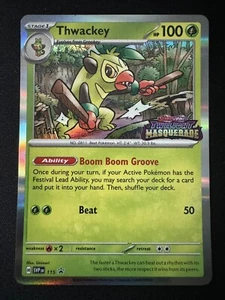 Thwackey (SVP 115) Twilight Masquerade Prerelease Staff Promo Pokemon TCG - NM+ - Bild 1 von 2