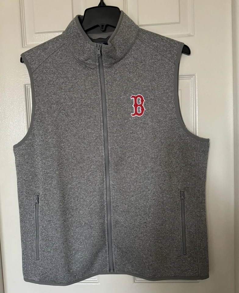 Vineyard Vines Men’s Large Boston Red Sox Grey Mountain Sweater Fleece Vest NEW - Image 1 of 4