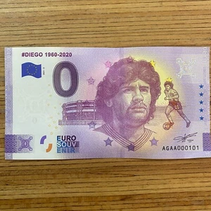 Billete Euro Souvenir Diego 1960-2020 Argentina 2021 Número de Serie AGAA 000101 - Imagen 1 de 2