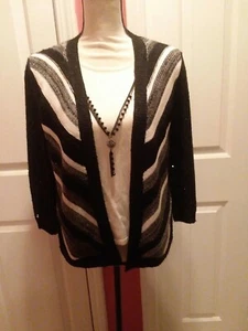 Alfred Dunner Women's PS Blouse With Attached Cardigan 1/2 Sleeve Sequins - Picture 1 of 8