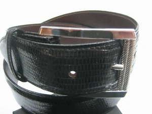 HEBILLA DE PLATA ESTERLINA 925 CON CINTURÓN LAGARTO GENUINO DE 1,5" HECHO EN EE. UU. - Imagen 1 de 8