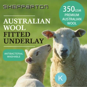 Australian Wool Underlay Underblanket Fully Fitted King Mattress Topper - Picture 1 of 9