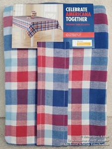 NEW RED WHITE BLUE BUFFALO CHECK TABLECLOTH PATRIOTIC 60" X 84" 4TH FOURTH JULY - Picture 1 of 2