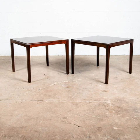 Mid Century Danish Modern End Tables Mahogany Square Coffee Side Vintage Denmark Cover