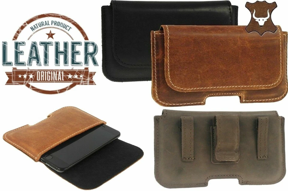 RICARDSSON GENUINE LEATHER WAIST POUCH WITH BELT CLIP AND CASE COVER FOR IPHONE - Image 1 of 4