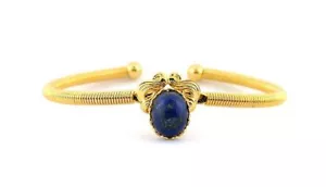 7 Zoll goldfarben Vintage 10 x 8 oval Afghanistan Lapislazuli Cab Manschette Armband - Bild 1 von 3