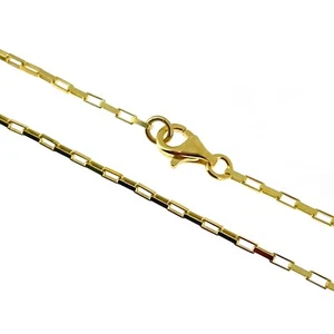 Gold over Sterling Silver Paperclip Chain Necklace- Small Box Chain (All Sizes) - Picture 1 of 3