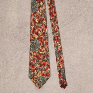 Vintage 1990s Abstract Print Silk Tie Pink Henry Grethel - Picture 1 of 5