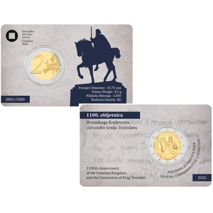 2€ EURO CROAZIA 2025 - INCORONAZIONE RE TOMISLAV- COINCARD UFFICIALE 5.000 PEZZI - Picture 1 of 1