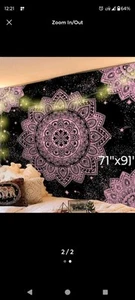 black & pink mandala tapestry, large size - Picture 1 of 2