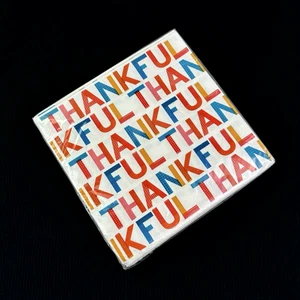 Crate & Barrel 20 Pk Multicolor Paper THANKFUL Print Beverage Cocktail Napkins - Picture 1 of 2