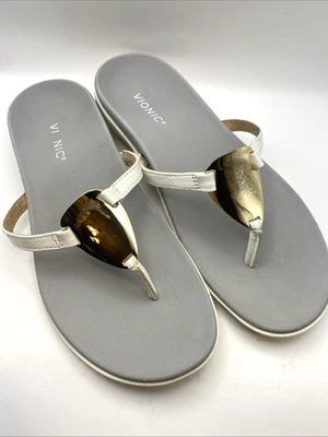 VIONIC RAYSA SANDAL  WHITE/GREY/GOLD SZ 10 - Image 1 of 4