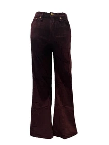 Rag And Bone Burgundy Fine Corduroy Jeans Trousers Casey High Rise Flare W24 8 - Picture 1 of 23