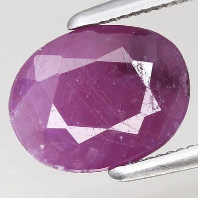 2.38ct  8.8x6.8mm Oval 100%Natural Unheated Purplish Red Ruby Guinea, Africa - Image 1 of 4