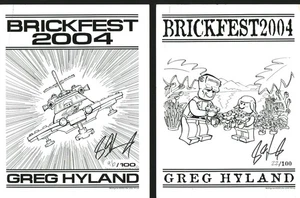Brickfest 2004 2 Promo Poster 22/100 und 46/100 Greg Hyland signiert & nummeriert B - Bild 1 von 3